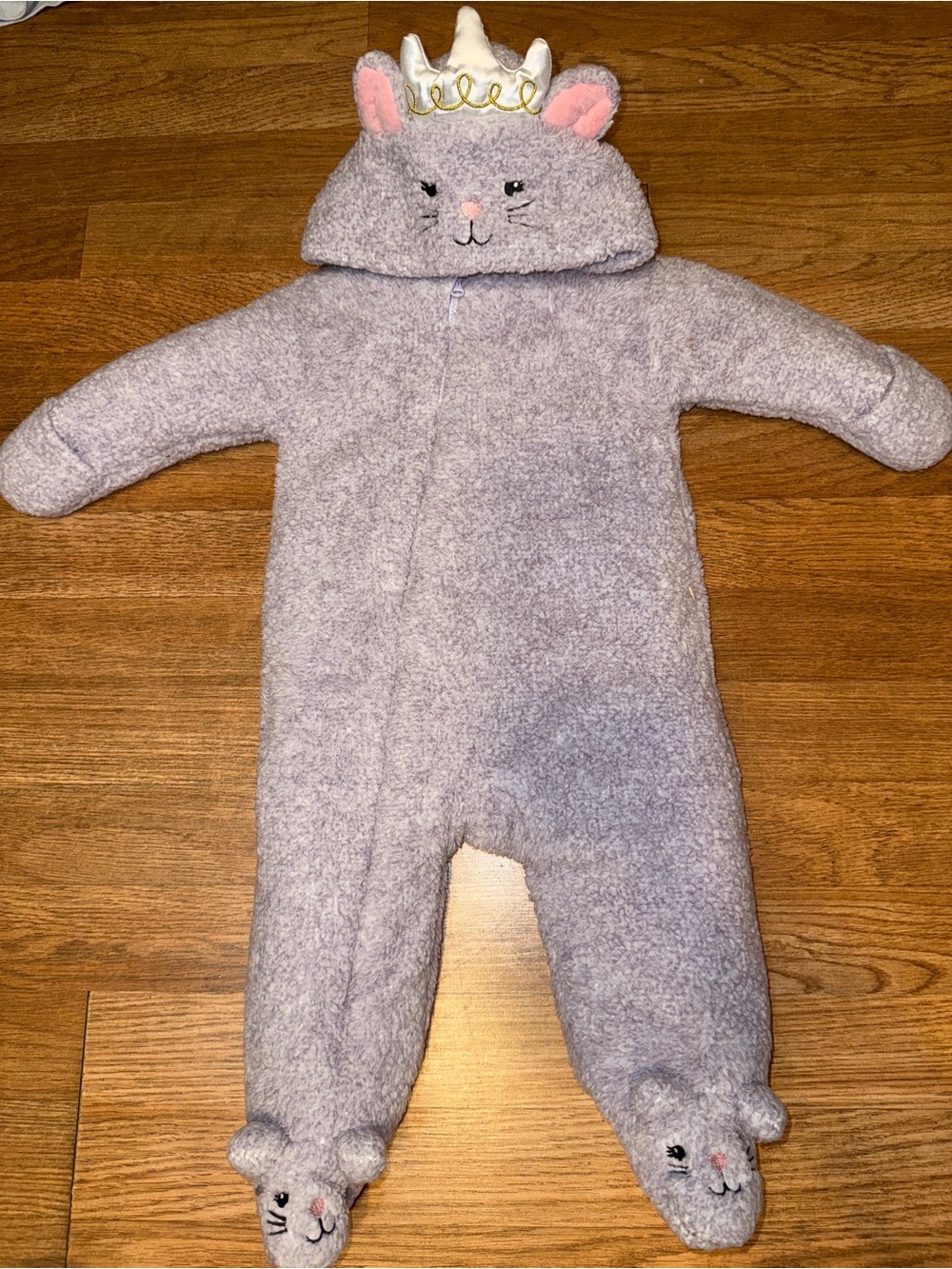 Baby girl kitty snowsuit onesie